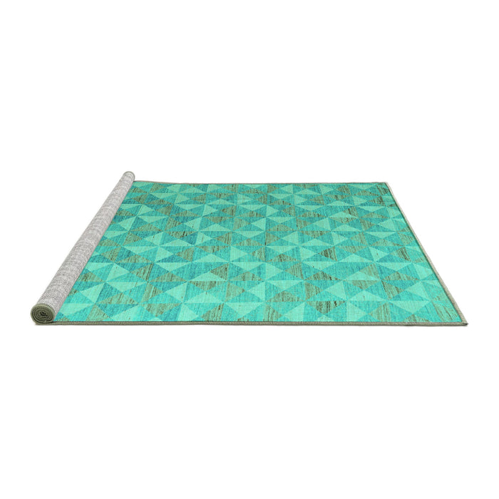 Sideview of Machine Washable Oriental Turquoise Modern Area Rugs, wshabs5031turq