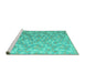 Sideview of Machine Washable Oriental Turquoise Modern Area Rugs, wshabs5031turq