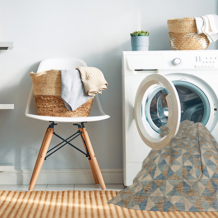 Machine Washable Abstract Tan Brown Rug in a Washing Machine, wshabs5031