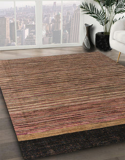 Abstract Red Brown Oriental Rug in Family Room, abs5032