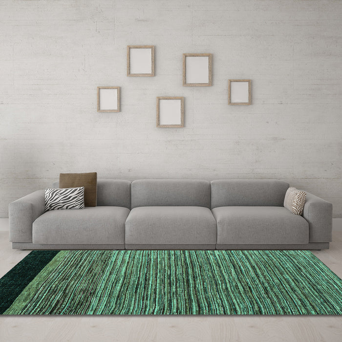 Machine Washable Oriental Turquoise Modern Area Rugs in a Living Room,, wshabs5032turq