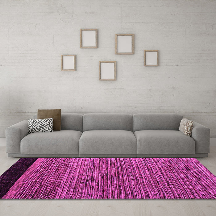 Machine Washable Oriental Pink Modern Rug in a Living Room, wshabs5032pnk