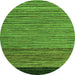 Round Machine Washable Oriental Green Modern Area Rugs, wshabs5033grn