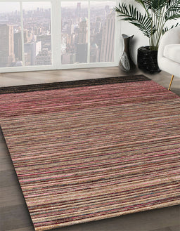 Abstract Red Brown Oriental Rug in Family Room, abs5033