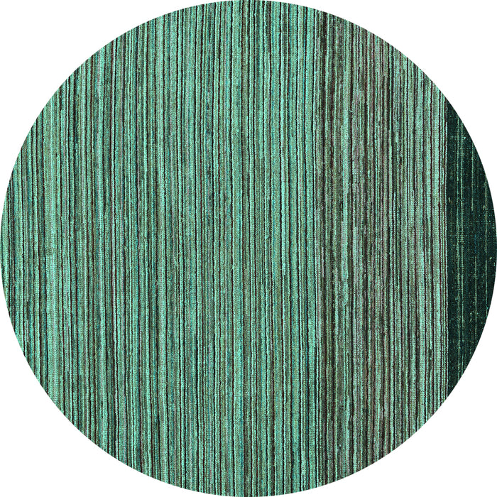 Round Machine Washable Oriental Turquoise Modern Area Rugs, wshabs5033turq