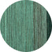 Round Machine Washable Oriental Turquoise Modern Area Rugs, wshabs5033turq