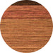 Round Machine Washable Oriental Orange Modern Area Rugs, wshabs5033org