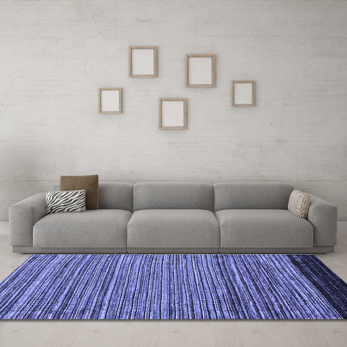 Machine Washable Oriental Blue Modern Rug in a Living Room, wshabs5033blu