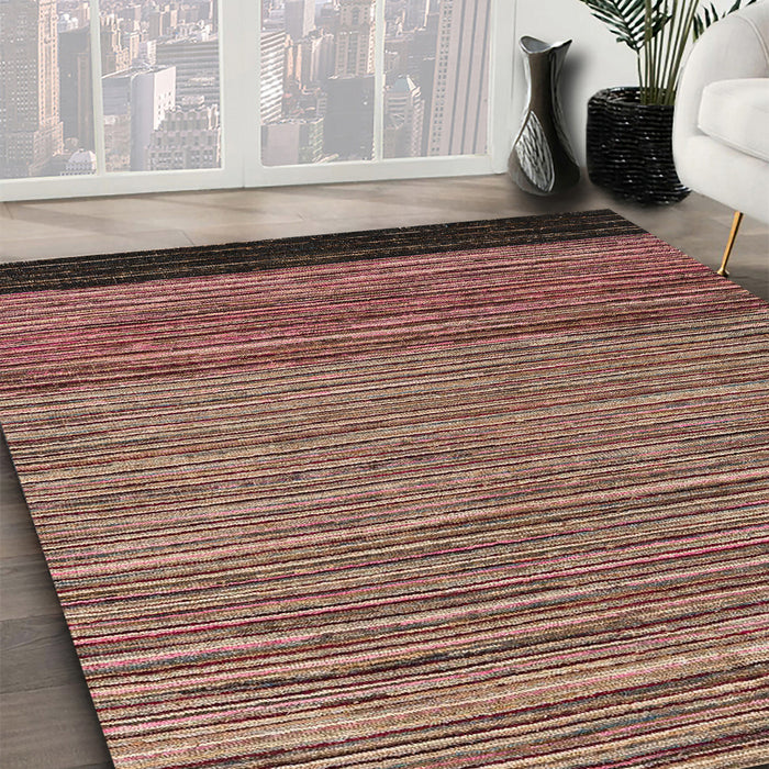 Abstract Red Brown Oriental Rug in Family Room, abs5033