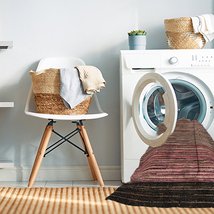 Machine Washable Abstract Red Brown Rug in a Washing Machine, wshabs5033