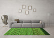 Machine Washable Oriental Green Modern Area Rugs in a Living Room,, wshabs5033grn