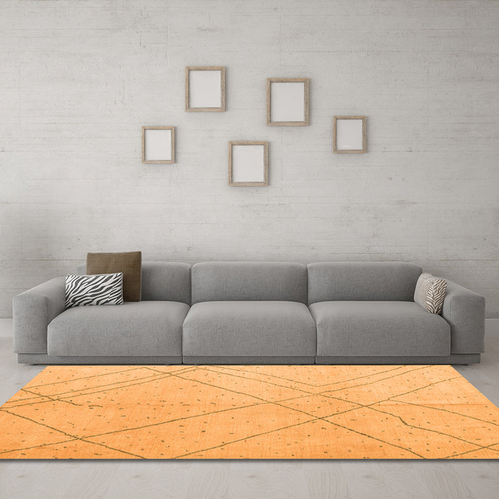 Machine Washable Oriental Orange Modern Area Rugs in a Living Room, wshabs5034org