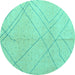 Round Oriental Turquoise Modern Rug, abs5034turq