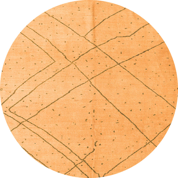 Round Machine Washable Oriental Orange Modern Area Rugs, wshabs5034org