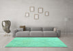 Machine Washable Oriental Turquoise Modern Area Rugs in a Living Room,, wshabs5034turq