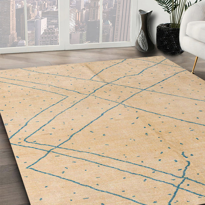 Abstract Brown Oriental Rug in Family Room, abs5034