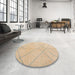Round Machine Washable Abstract Brown Sugar Brown Rug in a Office, wshabs5034