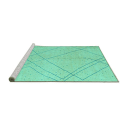 Sideview of Machine Washable Oriental Turquoise Modern Area Rugs, wshabs5034turq