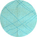 Round Oriental Light Blue Modern Rug, abs5034lblu