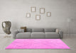 Machine Washable Oriental Pink Modern Rug in a Living Room, wshabs5034pnk