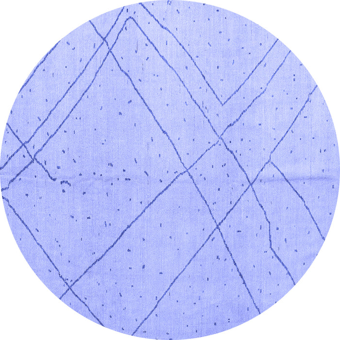 Round Machine Washable Oriental Blue Modern Rug, wshabs5034blu