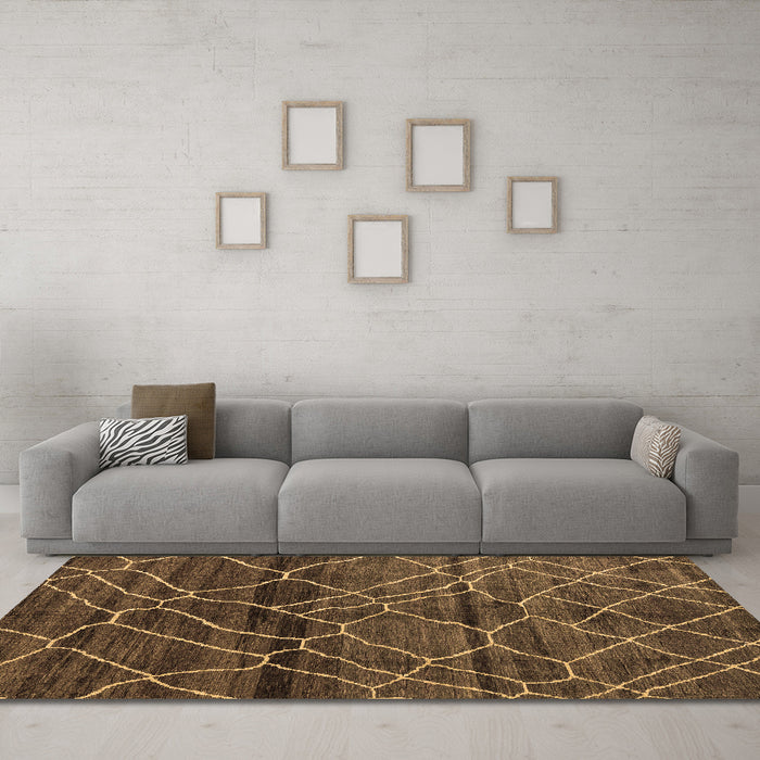 Machine Washable Oriental Brown Modern Rug in a Living Room,, wshabs5035brn