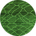 Round Oriental Green Modern Rug, abs5035grn