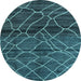 Round Oriental Light Blue Modern Rug, abs5035lblu