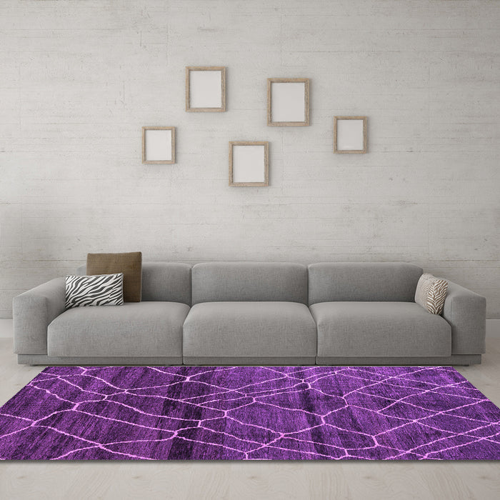 Machine Washable Oriental Purple Modern Area Rugs in a Living Room, wshabs5035pur