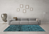 Machine Washable Oriental Light Blue Modern Rug, wshabs5035lblu