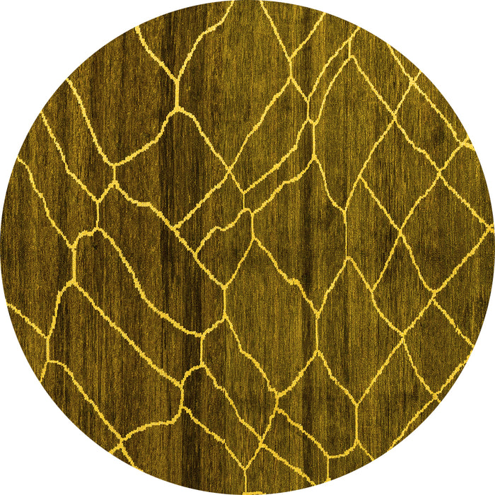 Round Oriental Yellow Modern Rug, abs5035yw
