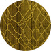 Round Machine Washable Oriental Yellow Modern Rug, wshabs5035yw