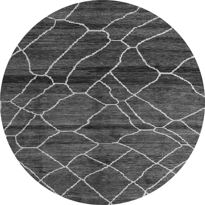 Round Machine Washable Oriental Gray Modern Rug, wshabs5035gry