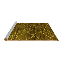 Sideview of Machine Washable Oriental Yellow Modern Rug, wshabs5035yw