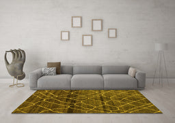 Machine Washable Oriental Yellow Modern Rug in a Living Room, wshabs5035yw