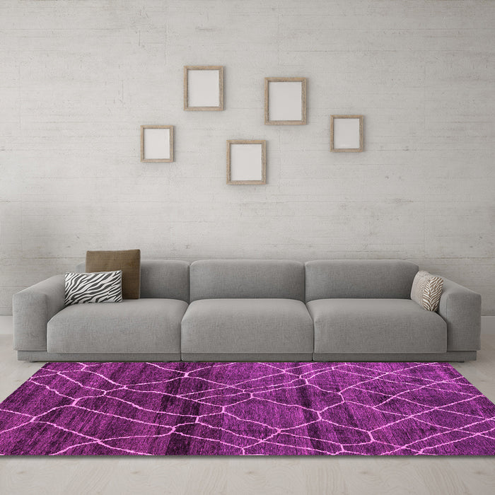 Machine Washable Oriental Pink Modern Rug in a Living Room, wshabs5035pnk