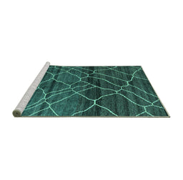 Sideview of Machine Washable Oriental Turquoise Modern Area Rugs, wshabs5035turq