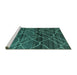 Sideview of Machine Washable Oriental Turquoise Modern Area Rugs, wshabs5035turq