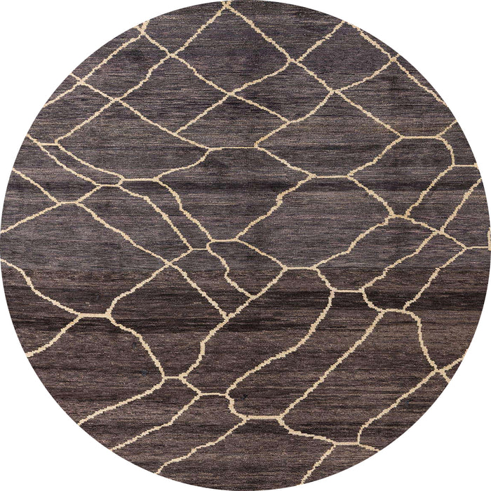 Round Abstract Rose Purple Oriental Rug, abs5035