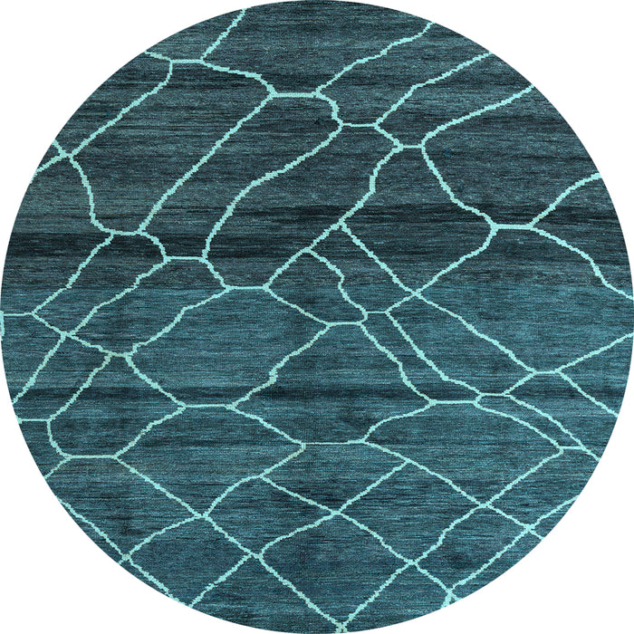 Round Machine Washable Oriental Light Blue Modern Rug, wshabs5035lblu
