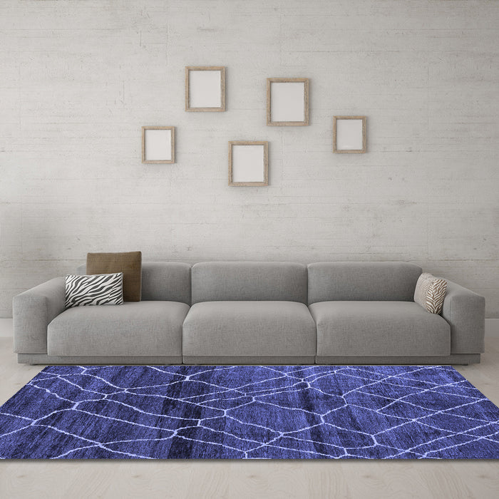Machine Washable Oriental Blue Modern Rug in a Living Room, wshabs5035blu