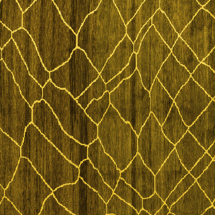 Square Machine Washable Oriental Yellow Modern Rug, wshabs5035yw