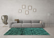 Machine Washable Oriental Turquoise Modern Area Rugs in a Living Room,, wshabs5035turq