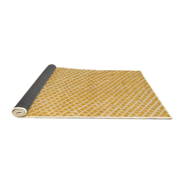 Sideview of Abstract Chrome Gold Yellow Oriental Rug, abs5036