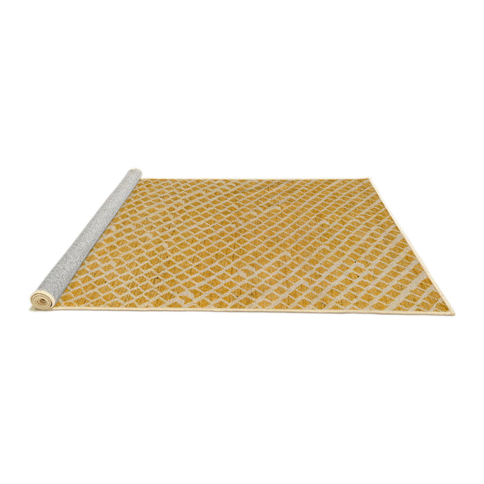 Sideview of Machine Washable Abstract Chrome Gold Yellow Rug, wshabs5036
