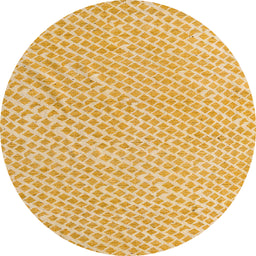 Round Abstract Chrome Gold Yellow Oriental Rug, abs5036