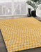 Abstract Chrome Gold Yellow Oriental Rug in Family Room, abs5036