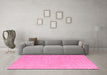 Machine Washable Oriental Pink Modern Rug in a Living Room, wshabs5036pnk