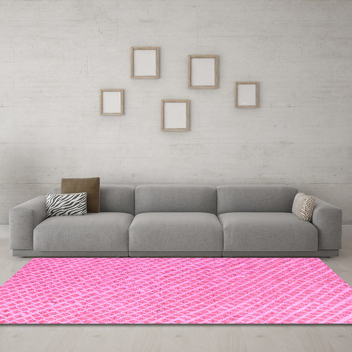 Machine Washable Oriental Pink Modern Rug in a Living Room, wshabs5036pnk