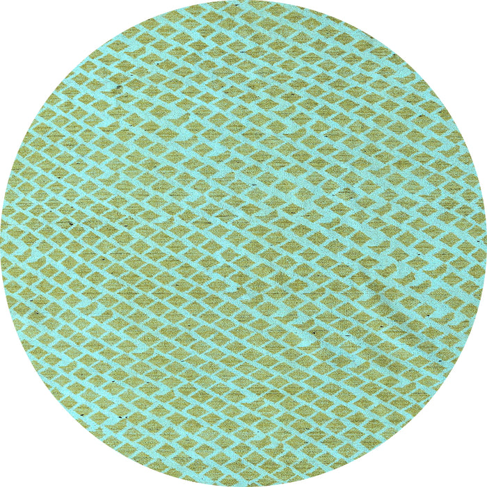 Round Machine Washable Oriental Light Blue Modern Rug, wshabs5036lblu